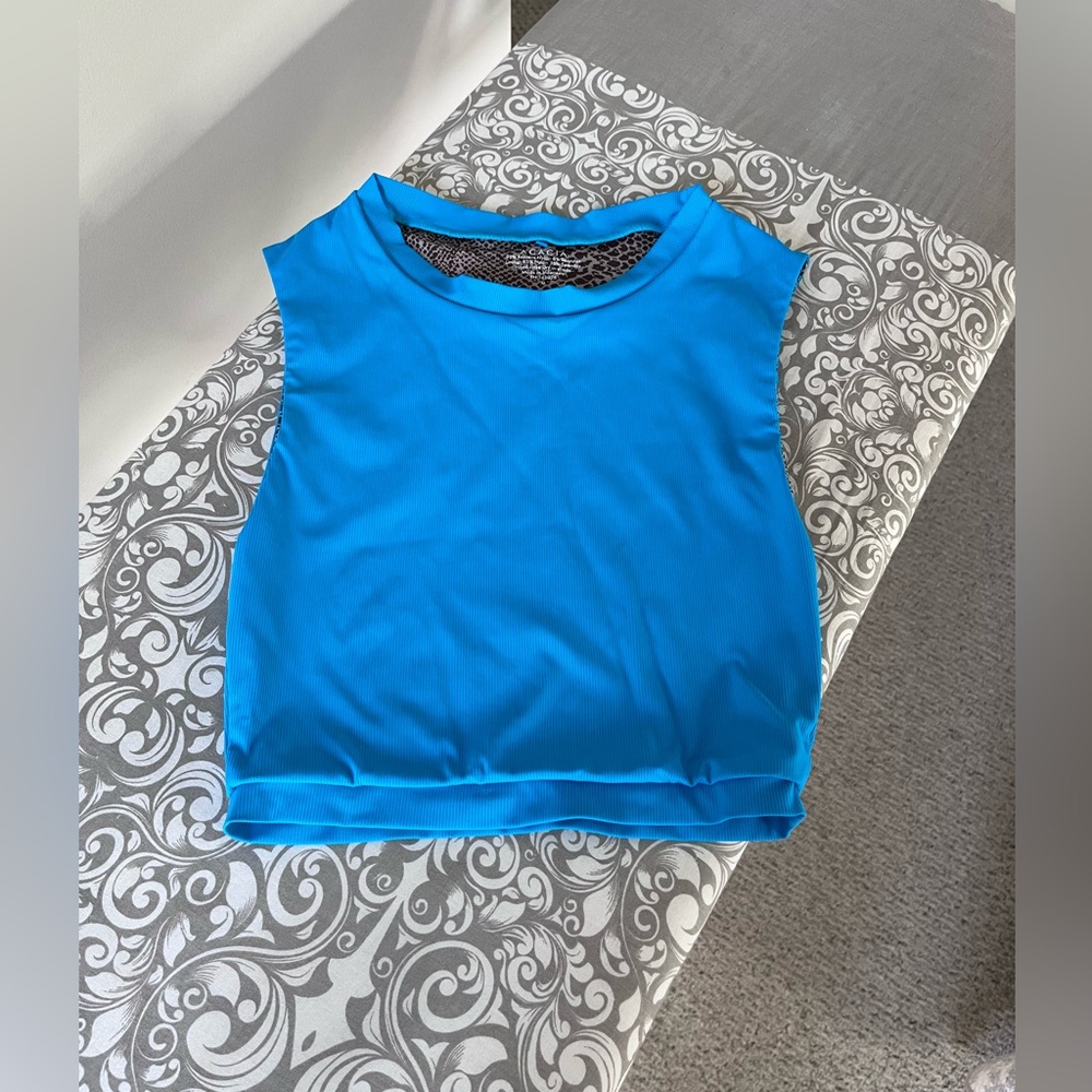 acacia swimwear Blue Ribbed Costa Swim Bikini Tankini